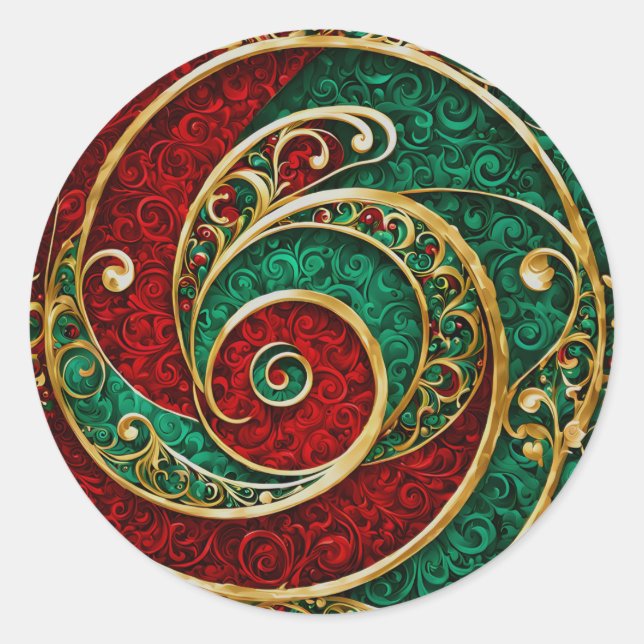 Red Gold Green Christmas Holiday Sticker (Front)