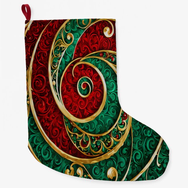 Red Gold Green Christmas Holiday Stocking (Front)