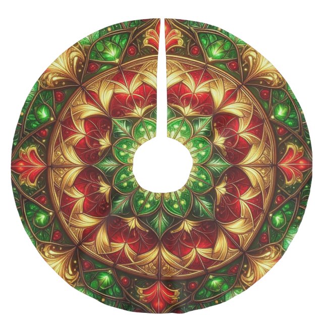 Red Gold Green Decorative Tree Skirt (Front)