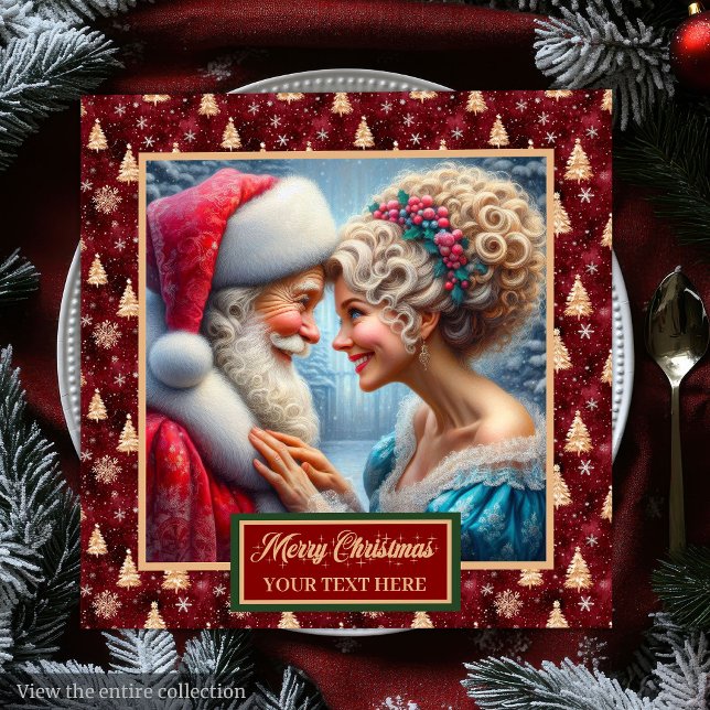 Red Gold Green Holiday Napkins Mr. & Mrs. Claus (Red Gold Green Holiday Napkins Mr. & Mrs. Claus)