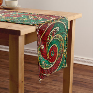 Red Gold Green Holiday Table Runner