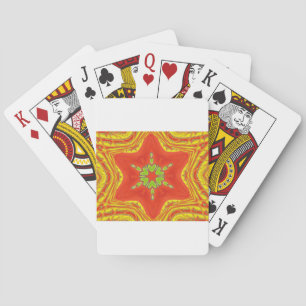 Red Gold Green Mandala Art Print Playing Cards