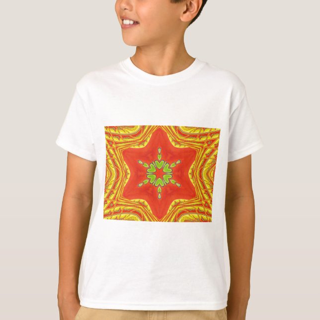 Red Gold Green Mandala Art Print T-Shirt (Front)