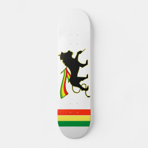 Red, Gold & Green Rasta Lion Skateboard