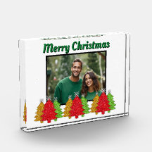 Red Gold green sparkle Christmas photo template