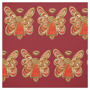 Red Gold Guardian Angel Art Fabric Material