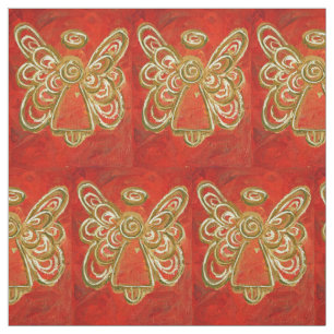 Red Gold Guardian Angel Art Fabric Material