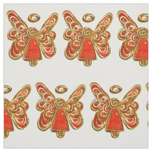 Red Gold Guardian Angel Art Fabric Material