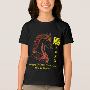 Red & Gold Happy Chinese year of the Horse Tri-Blend Shirt