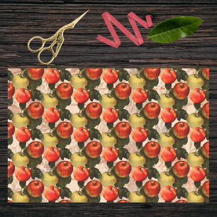 Red Gold Harvest Apple Pattern -Teacher Gift Idea Tissue Paper