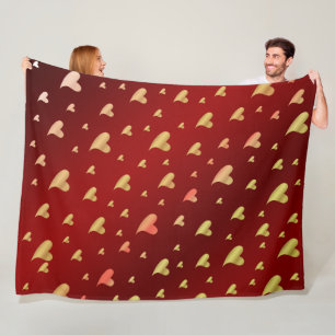 red,gold,heart, love, valentine, shape, symbol, fleece blanket