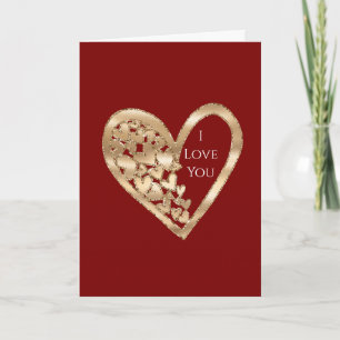 Red Gold Hearts Love Card