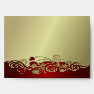 Red & Gold Hearts & Scrolls Envelopes
