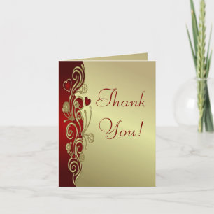 Red & Gold Hearts & Scrolls Thank You