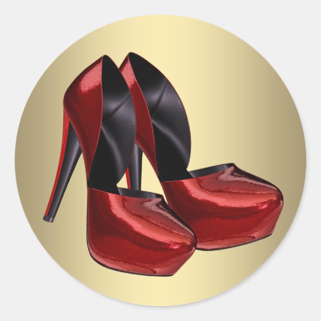 Red Gold High Heel Shoe Stickers (Front)