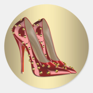 Red Gold High Heel Shoe Stickers