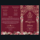 Red & Gold Hindu Wedding Ceremony Folded Program<br><div class="desc">This wedding ceremony program details the important steps of a hindu wedding to explain this to guests who may be unfamiliar or to help them follow along with the sacred rituals of this wonderful day. All of the colours can be edited in the design tool, and the text can be...</div>