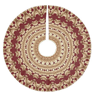 Red Gold Holiday Christmas Skirt Brushed Polyester Tree Skirt