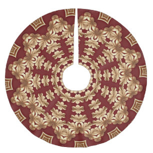 Red Gold Holiday Christmas Skirt Brushed Polyester Tree Skirt