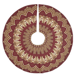 Red Gold Holiday Christmas Skirt Brushed Polyester Tree Skirt