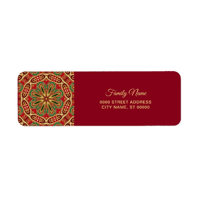 Red Gold Holiday Return Address Label (Front)