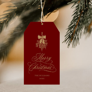 Red & Gold Holly Berry Bouquet Romantic Christmas Gift Tags