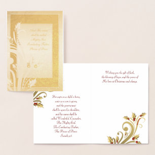 Red Gold Holly Foil Christian Christmas Cards