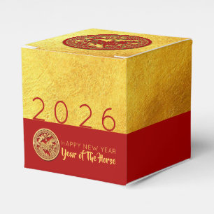 Red Gold Horse papercut 2026 Party Favour Box