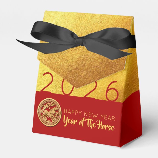 Red Gold Horse papercut 2026 PFBT Favour Box (Front Side)
