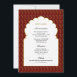 Red & Gold Indian wedding Details  Invitation<br><div class="desc">Ethnic Gold arch on red and gold paisley background wedding details digital download card.</div>