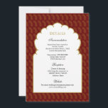 Red & Gold Indian wedding Details  Invitation<br><div class="desc">Ethnic Gold arch on red and gold paisley background wedding details digital download card.</div>