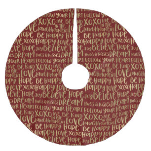 Red Gold Inspirational Words Brushed Polyester Tree Skirt