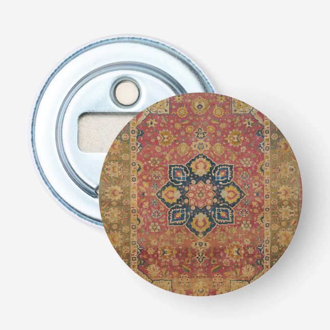 Red Gold Kashan Carpet Rug Persian Asian Bottle Opener (Front)
