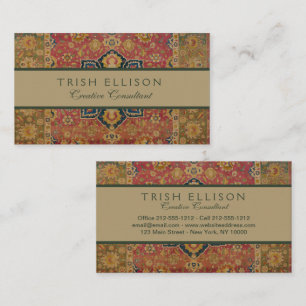 Red Gold Kashan Carpet Rug Persian Asian Business Card