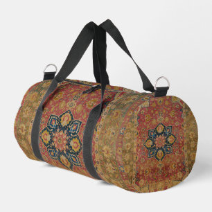 Red Gold Kashan Carpet Rug Persian Asian Duffle Bag