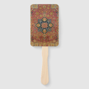 Red Gold Kashan Carpet Rug Persian Asian Hand Fan