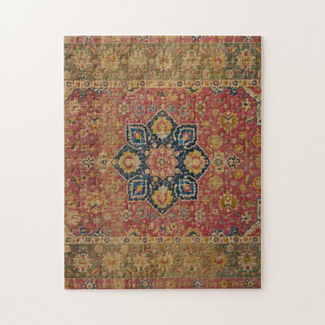 Red Gold Kashan Carpet Rug Persian Asian Jigsaw Puzzle (Vertical)