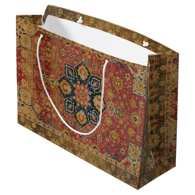 Red Gold Kashan Carpet Rug Persian Asian Large Gift Bag (Back Angled)