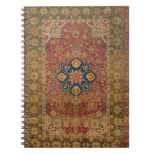 Red Gold Kashan Carpet Rug Persian Asian Notebook