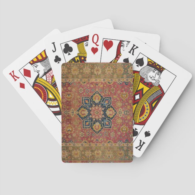 Red Gold Kashan Carpet Rug Persian Asian Playing Cards (Back)