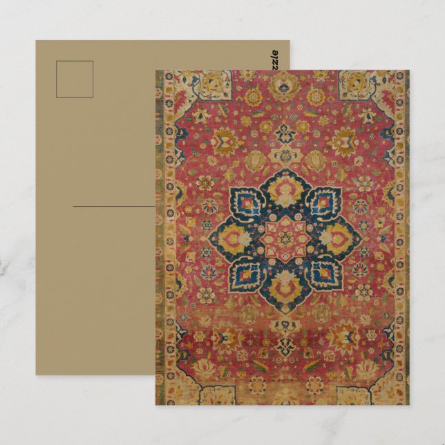 Red Gold Kashan Carpet Rug Persian Asian Postcard (Front/Back)