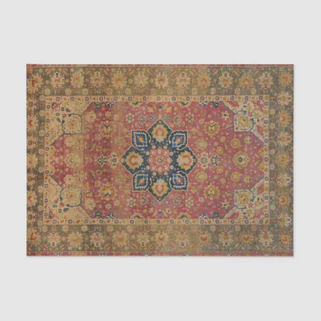 Red Gold Kashan Carpet Rug Persian Asian Tissue Paper (Front)