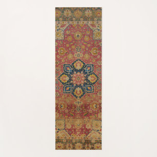 Red Gold Kashan Carpet Rug Persian Asian Yoga Mat