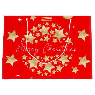 Red Gold large Christmas gift bag 
