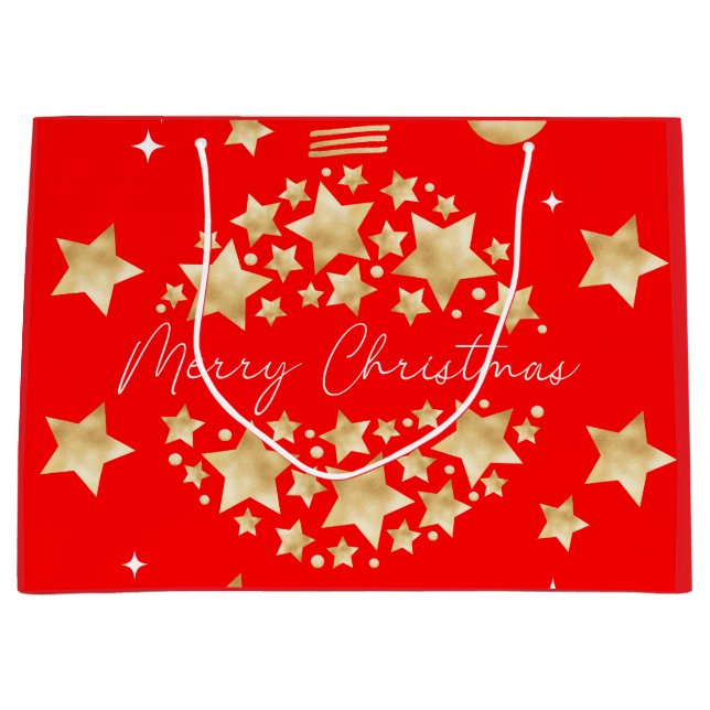 Red Gold large Christmas gift bag  (Front)