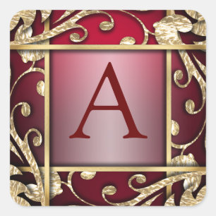 Red Gold Lattice Monogram Envelope Seal