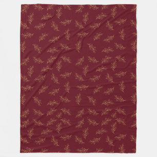 Red & Gold Leaf Fleece Blanket