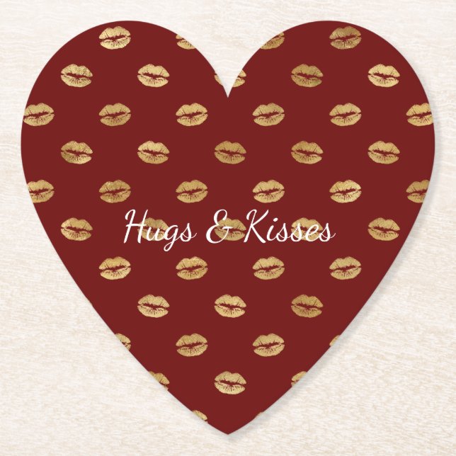 Red Gold Lips         Paper Coaster (Front)