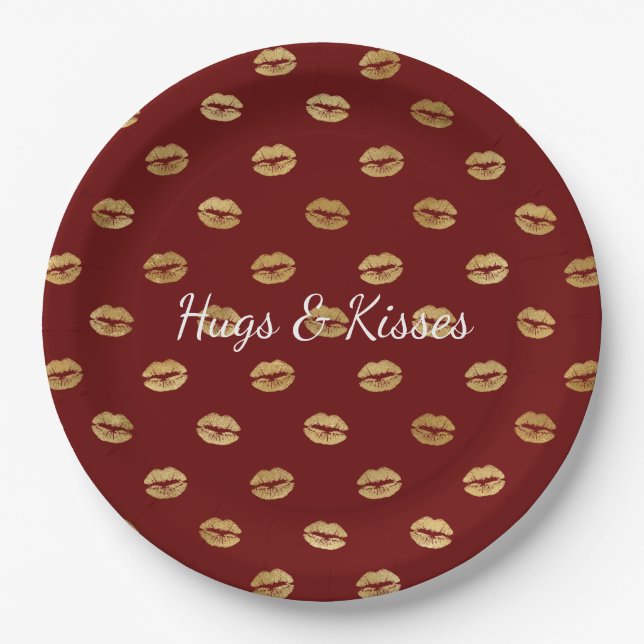 Red Gold Lips       Paper Plate (Front)