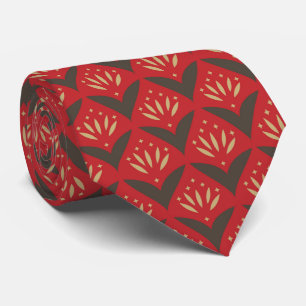 Red gold lotus vintage ethnic pattern tie
